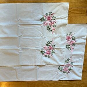 Floral Embroidered pillow cases. Hand cross stitched. Cotton/Polyester. New